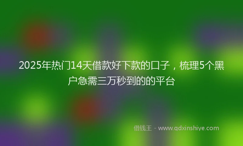 2025年热门14天借款好下款的口子，梳理5个黑户急需三万秒到的的平台