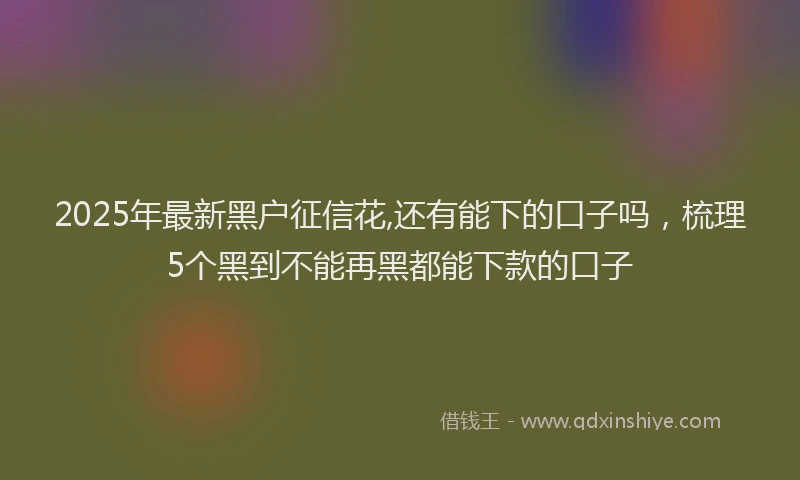 2025年最新黑户征信花,还有能下的口子吗，梳理5个黑到不能再黑都能下款的口子