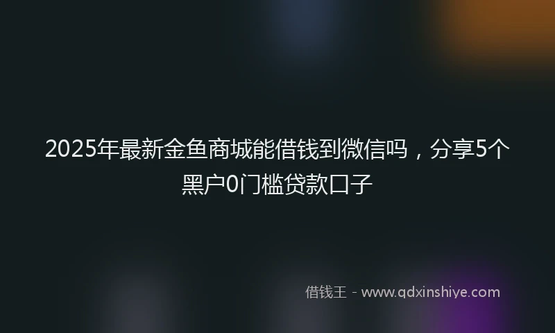 2025年最新金鱼商城能借钱到微信吗，分享5个黑户0门槛贷款口子