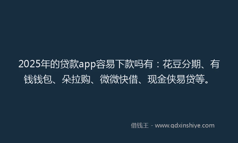 2025年的贷款app容易下款吗有：花豆分期、有钱钱包、朵拉购、微微快借、现金侠易贷等。