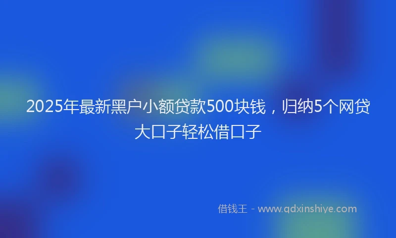 2025年最新黑户小额贷款500块钱，归纳5个网贷大口子轻松借口子
