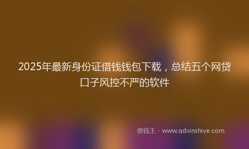 2025年最新身份证借钱钱包下载，总结五个网贷口子风控不严的软件