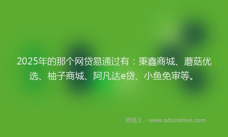 2025年的那个网贷易通过有：秉鑫商城、蘑菇优选、柚子商城、阿凡达e贷、小鱼免审等。