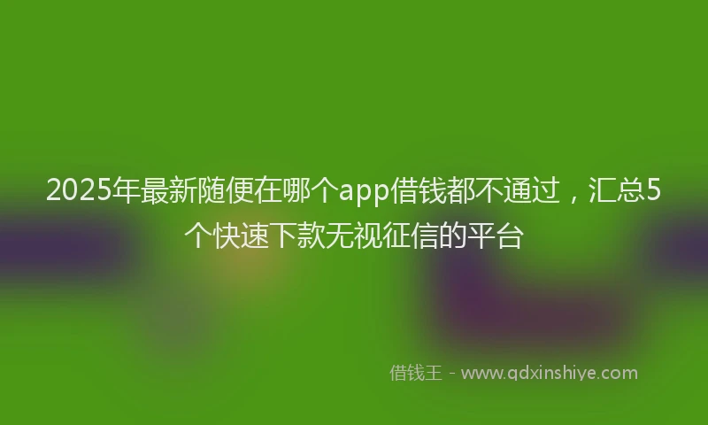 2025年最新随便在哪个app借钱都不通过，汇总5个快速下款无视征信的平台