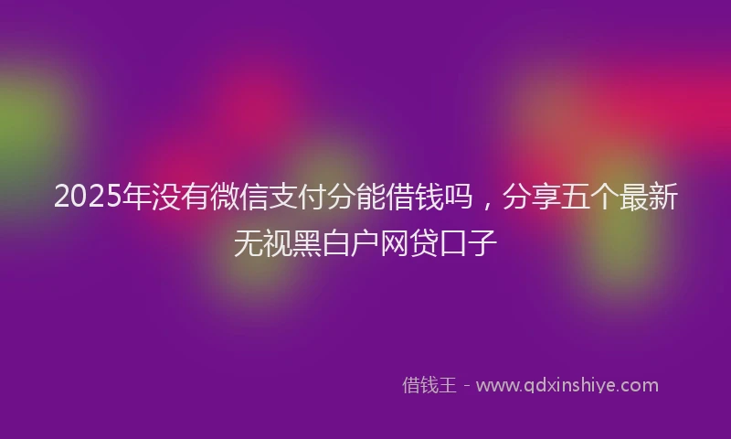 2025年没有微信支付分能借钱吗，分享五个最新无视黑白户网贷口子
