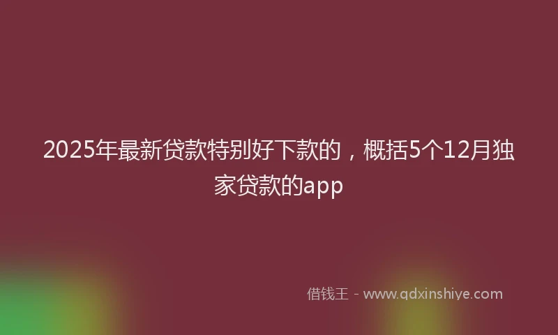 2025年最新贷款特别好下款的，概括5个12月独家贷款的app
