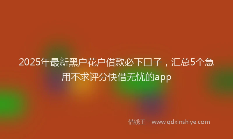 2025年最新黑户花户借款必下口子，汇总5个急用不求评分快借无忧的app