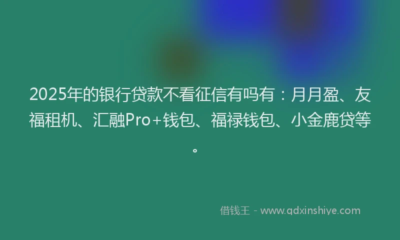 2025年的银行贷款不看征信有吗有：月月盈、友福租机、汇融Pro+钱包、福禄钱包、小金鹿贷等。