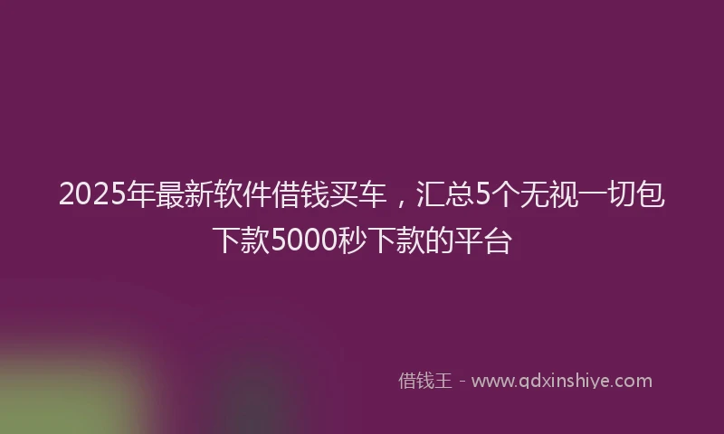 2025年最新软件借钱买车，汇总5个无视一切包下款5000秒下款的平台