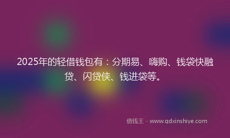 2025年的轻借钱包有：分期易、嗨购、钱袋快融贷、闪贷侠、钱进袋等。