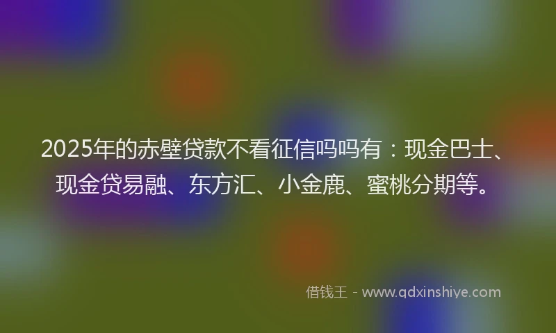 2025年的赤壁贷款不看征信吗吗有：现金巴士、现金贷易融、东方汇、小金鹿、蜜桃分期等。