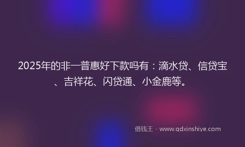 2025年的非一普惠好下款吗有：滴水贷、信贷宝、吉祥花、闪贷通、小金鹿等。