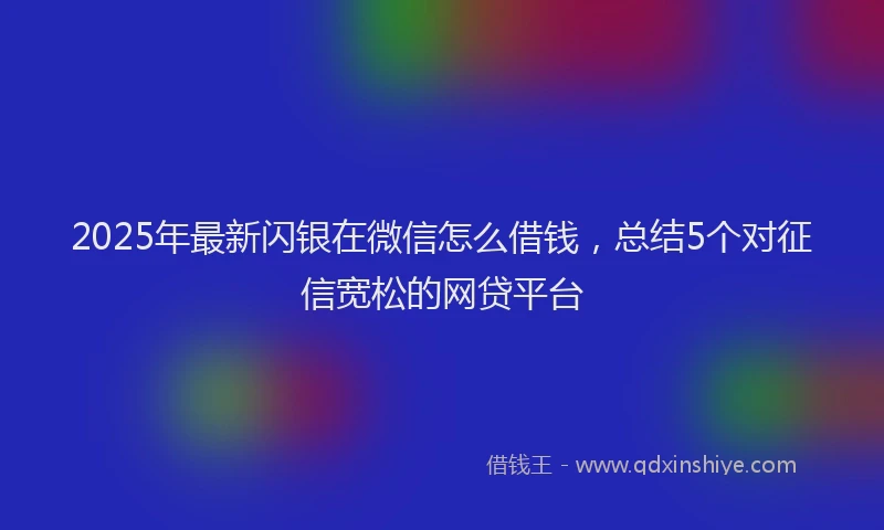 2025年最新闪银在微信怎么借钱，总结5个对征信宽松的网贷平台