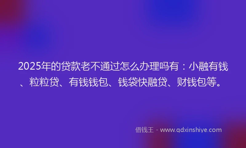 2025年的贷款老不通过怎么办理吗有：小融有钱、粒粒贷、有钱钱包、钱袋快融贷、财钱包等。