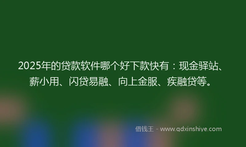2025年的贷款软件哪个好下款快有：现金驿站、薪小用、闪贷易融、向上金服、疾融贷等。
