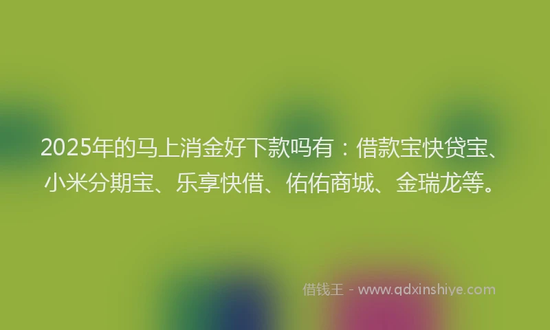 2025年的马上消金好下款吗有：借款宝快贷宝、小米分期宝、乐享快借、佑佑商城、金瑞龙等。