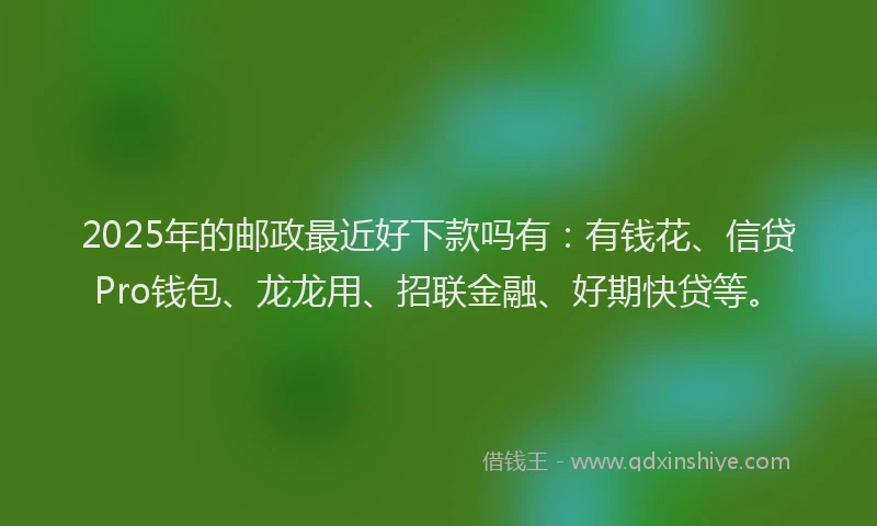 2025年的邮政最近好下款吗有：有钱花、信贷Pro钱包、龙龙用、招联金融、好期快贷等。