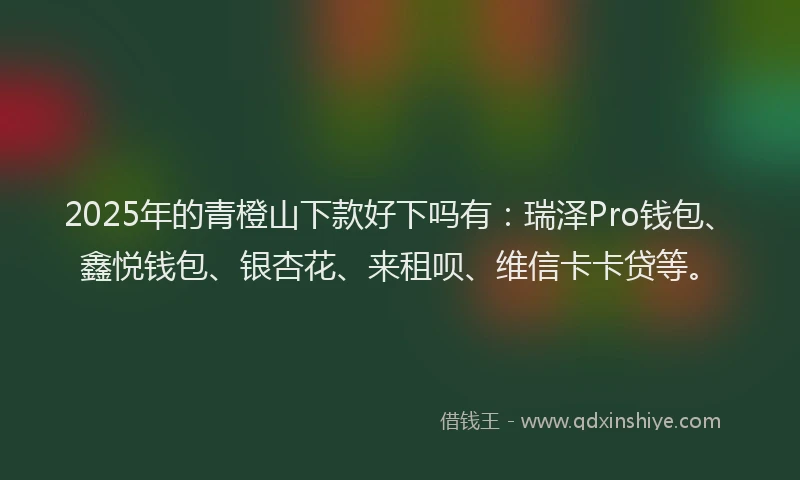 2025年的青橙山下款好下吗有：瑞泽Pro钱包、鑫悦钱包、银杏花、来租呗、维信卡卡贷等。