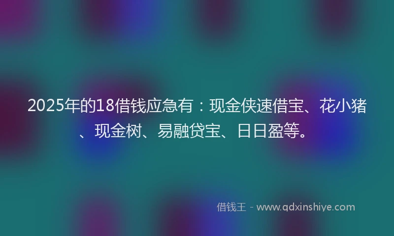 2025年的18借钱应急有：现金侠速借宝、花小猪、现金树、易融贷宝、日日盈等。
