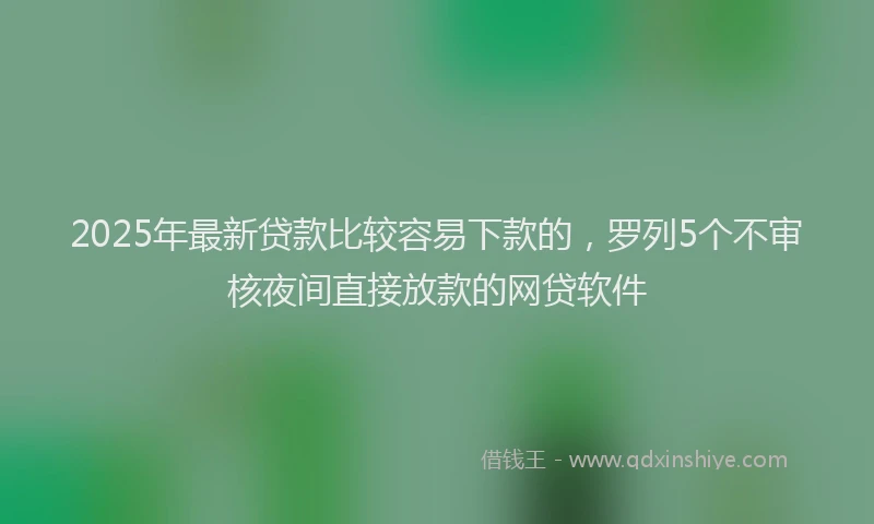 2025年最新贷款比较容易下款的，罗列5个不审核夜间直接放款的网贷软件