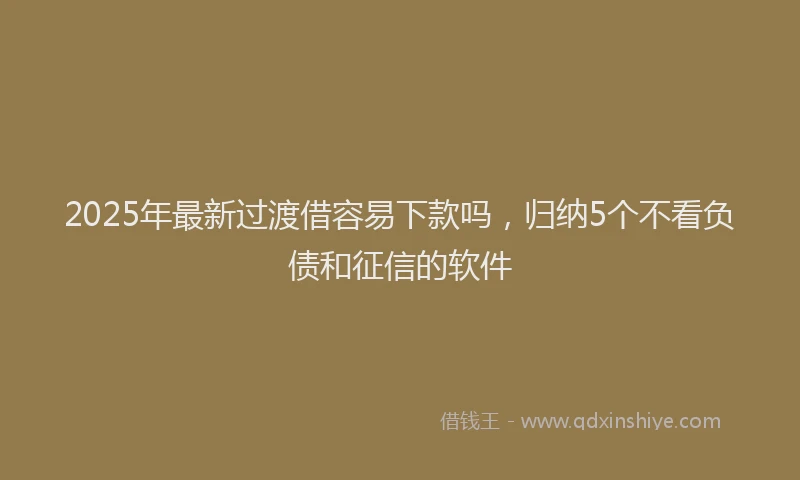 2025年最新过渡借容易下款吗，归纳5个不看负债和征信的软件