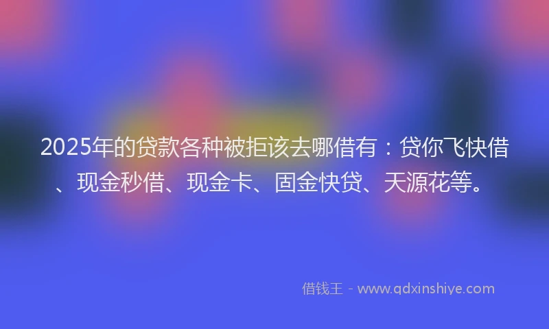 2025年的贷款各种被拒该去哪借有：贷你飞快借、现金秒借、现金卡、固金快贷、天源花等。