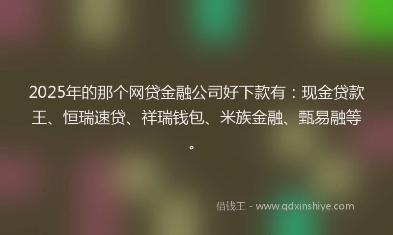 2025年的那个网贷金融公司好下款有：现金贷款王、恒瑞速贷、祥瑞钱包、米族金融、甄易融等。