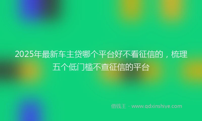 2025年最新车主贷哪个平台好不看征信的，梳理五个低门槛不查征信的平台