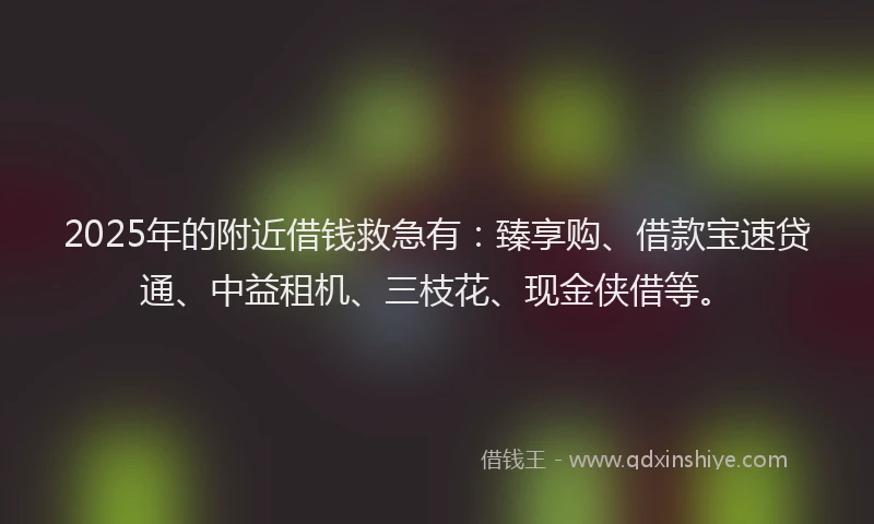2025年的附近借钱救急有：臻享购、借款宝速贷通、中益租机、三枝花、现金侠借等。