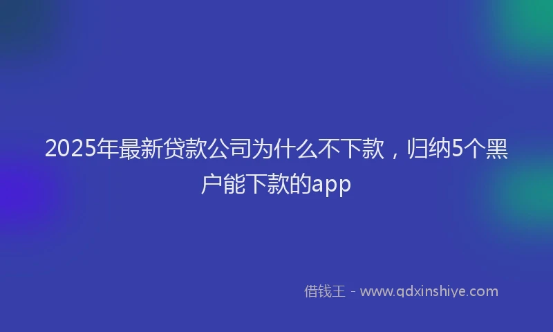 2025年最新贷款公司为什么不下款，归纳5个黑户能下款的app