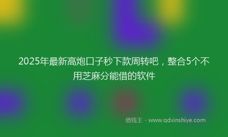 2025年最新高炮口子秒下款周转吧，整合5个不用芝麻分能借的软件