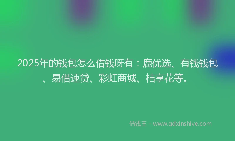 2025年的钱包怎么借钱呀有：鹿优选、有钱钱包、易借速贷、彩虹商城、桔享花等。