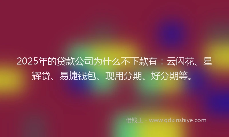 2025年的贷款公司为什么不下款有：云闪花、星辉贷、易捷钱包、现用分期、好分期等。