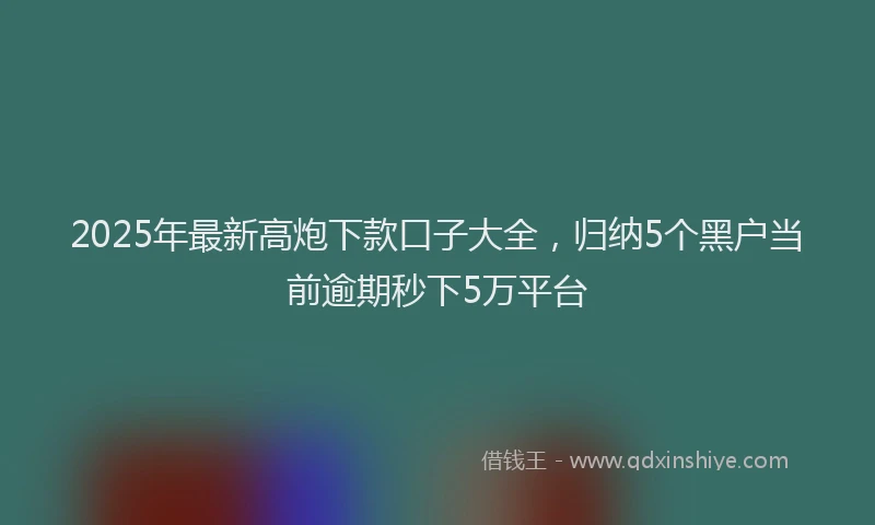 2025年最新高炮下款口子大全，归纳5个黑户当前逾期秒下5万平台
