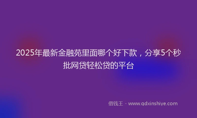 2025年最新金融苑里面哪个好下款，分享5个秒批网贷轻松贷的平台