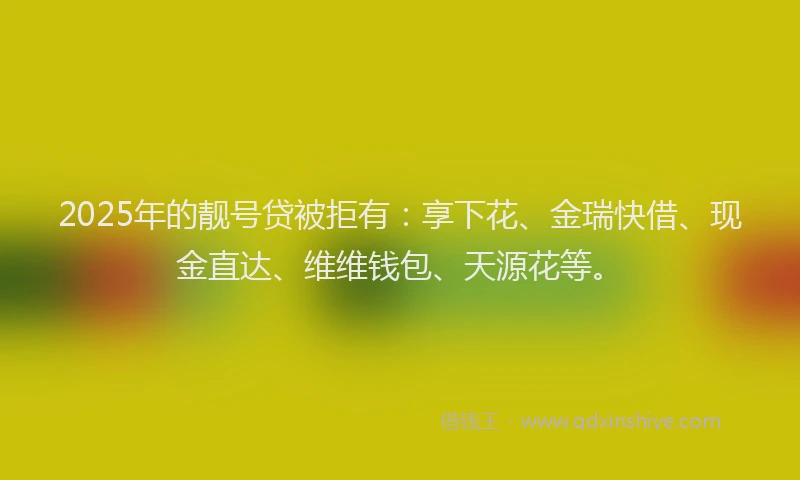 2025年的靓号贷被拒有：享下花、金瑞快借、现金直达、维维钱包、天源花等。