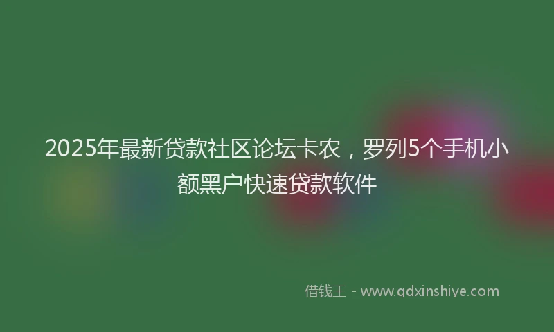 2025年最新贷款社区论坛卡农，罗列5个手机小额黑户快速贷款软件