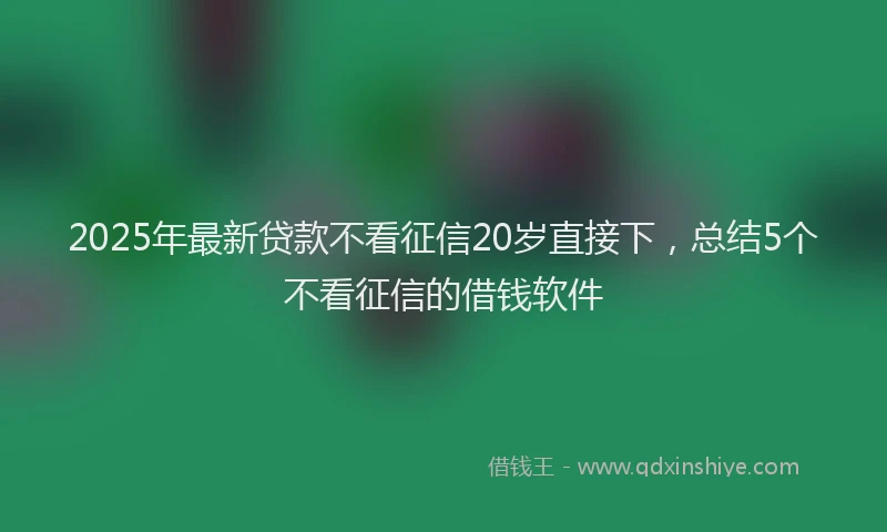 2025年最新贷款不看征信20岁直接下，总结5个不看征信的借钱软件