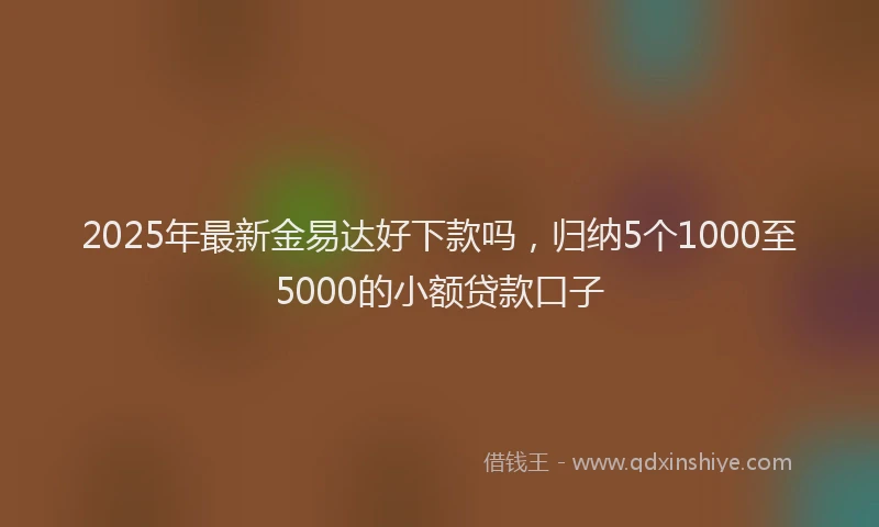 2025年最新金易达好下款吗，归纳5个1000至5000的小额贷款口子