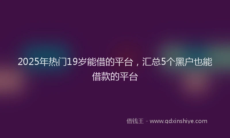 2025年热门19岁能借的平台，汇总5个黑户也能借款的平台