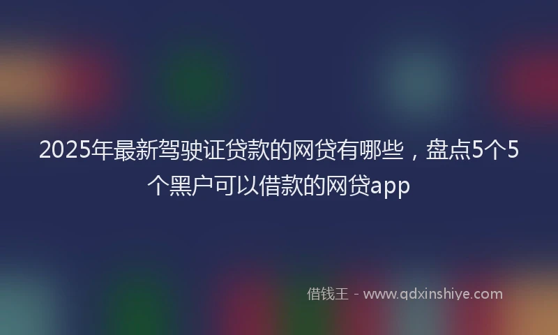 2025年最新驾驶证贷款的网贷有哪些，盘点5个5个黑户可以借款的网贷app