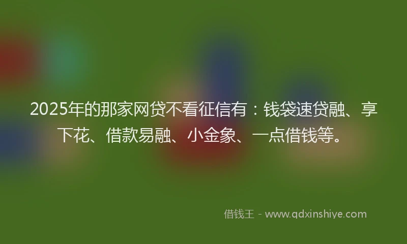 2025年的那家网贷不看征信有：钱袋速贷融、享下花、借款易融、小金象、一点借钱等。