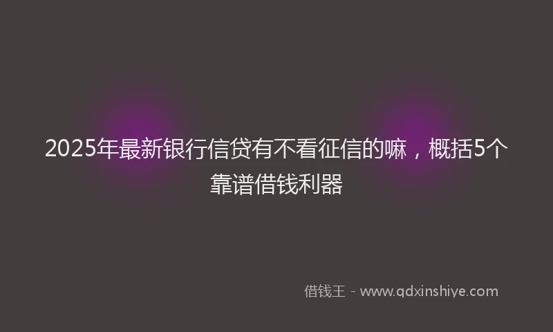 2025年最新银行信贷有不看征信的嘛，概括5个靠谱借钱利器