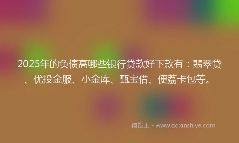 2025年的负债高哪些银行贷款好下款有：翡翠贷、优投金服、小金库、甄宝借、便荔卡包等。
