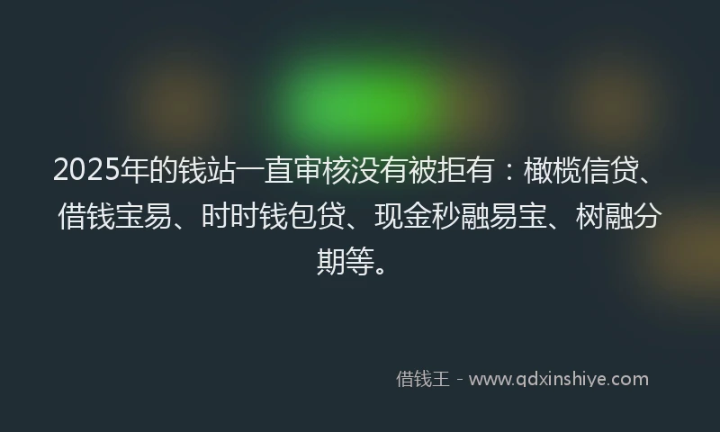 2025年的钱站一直审核没有被拒有：橄榄信贷、借钱宝易、时时钱包贷、现金秒融易宝、树融分期等。