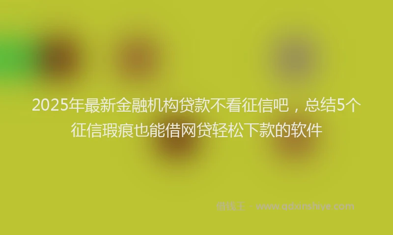 2025年最新金融机构贷款不看征信吧，总结5个征信瑕疵也能借网贷轻松下款的软件