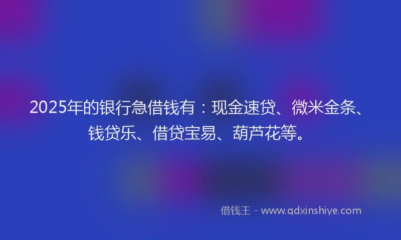 2025年的银行急借钱有：现金速贷、微米金条、钱贷乐、借贷宝易、葫芦花等。