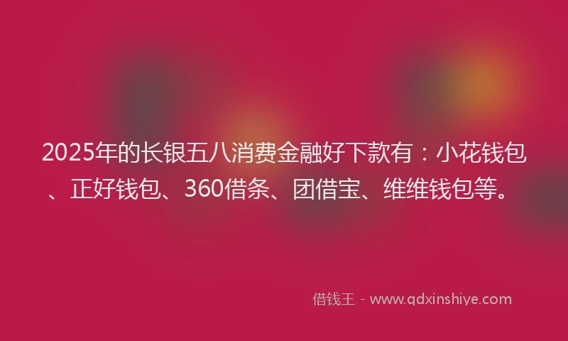 2025年的长银五八消费金融好下款有：小花钱包、正好钱包、360借条、团借宝、维维钱包等。