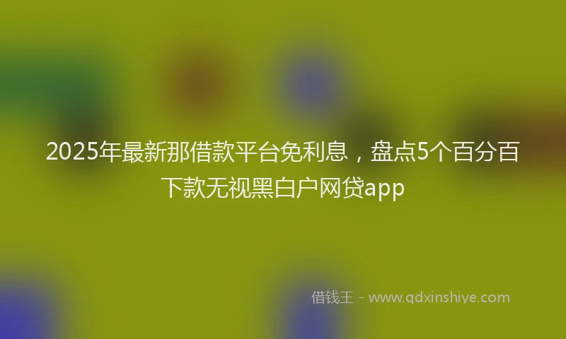 2025年最新那借款平台免利息，盘点5个百分百下款无视黑白户网贷app