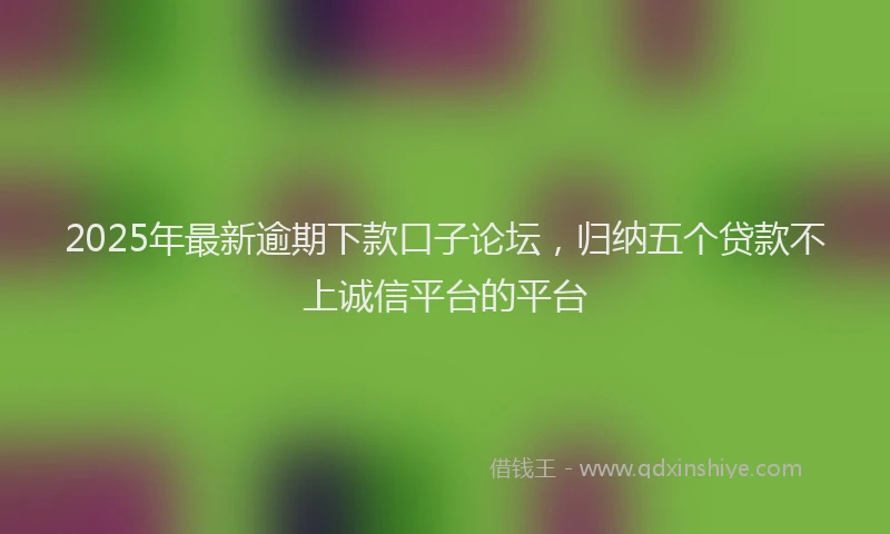 2025年最新逾期下款口子论坛，归纳五个贷款不上诚信平台的平台